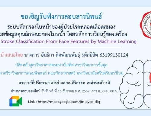 ขอเชิญรับฟังการสอบสารนิพนธ์ ของนางสาวอันธิกา ดิศพัฒพันธุ์